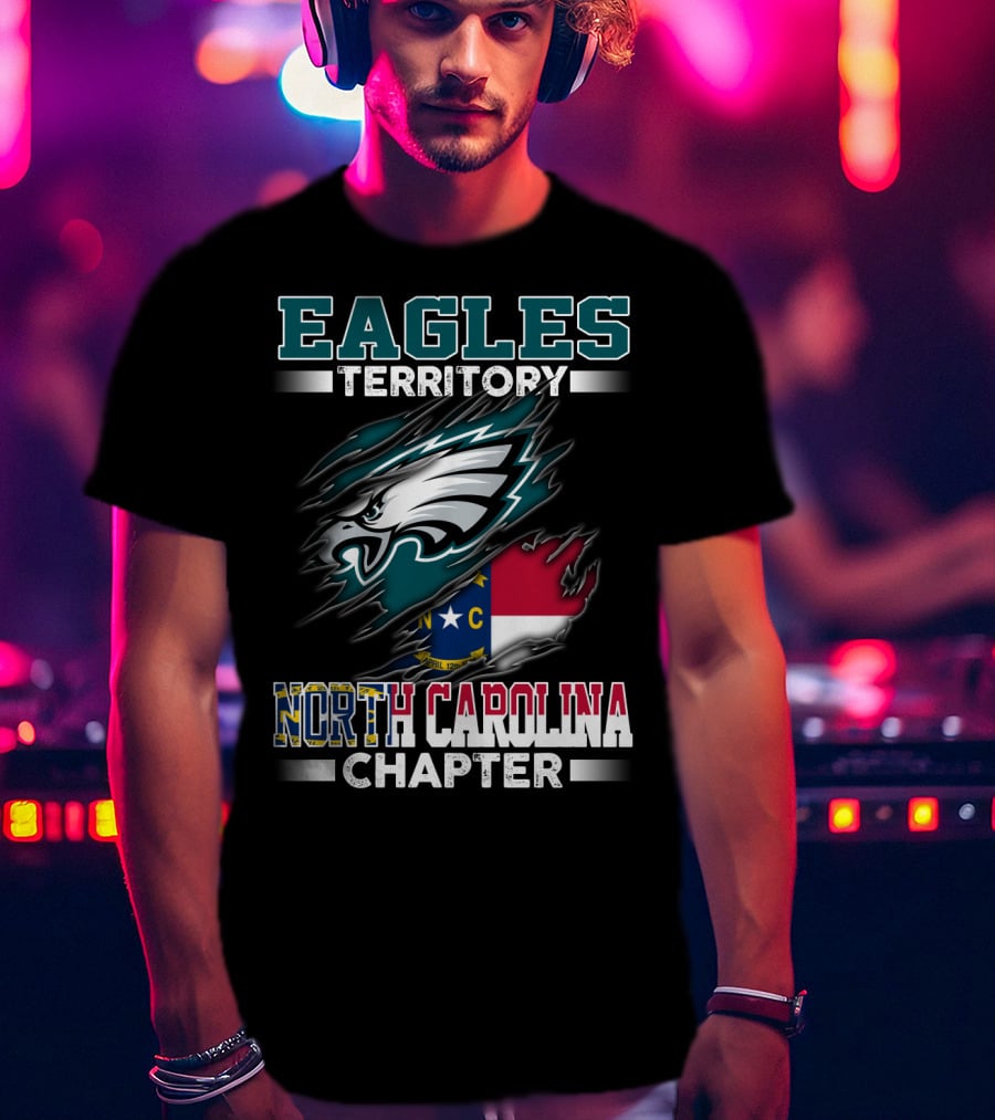 Eagles Territory North Carolina Chapter Logo Featuring State Flag And Team T-Shirt