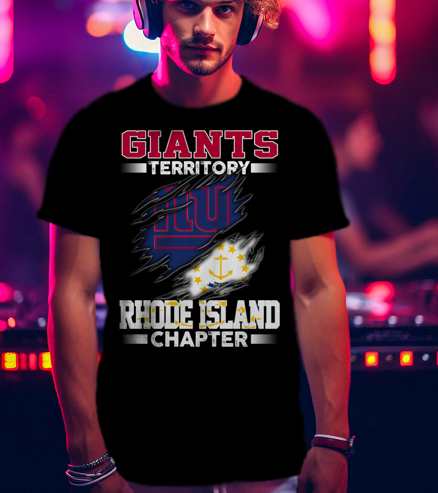 GIANTS Territory Rhode Island Chapter NY Blue Rip Flag T-Shirt