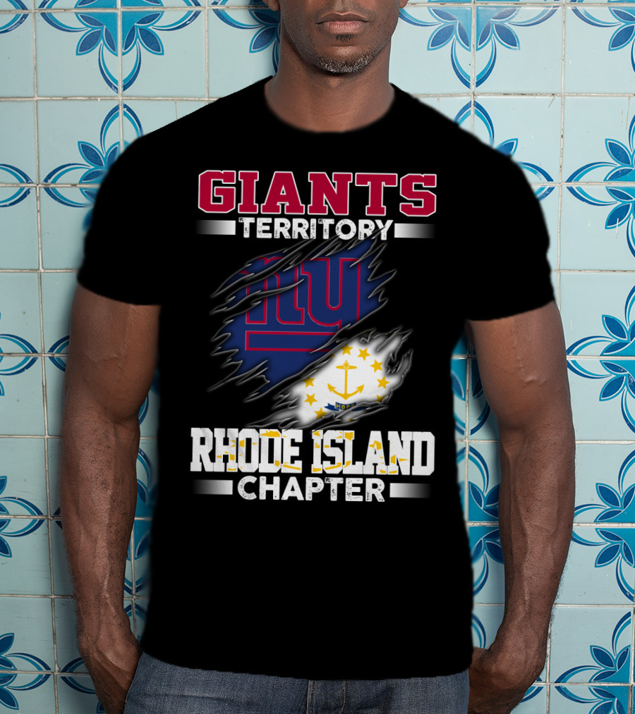 GIANTS Territory Rhode Island Chapter NY Blue Rip Flag T-Shirt