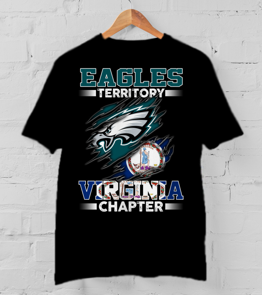 Eagles Territory Virginia Chapter Logo With Virginia Flag T-Shirt