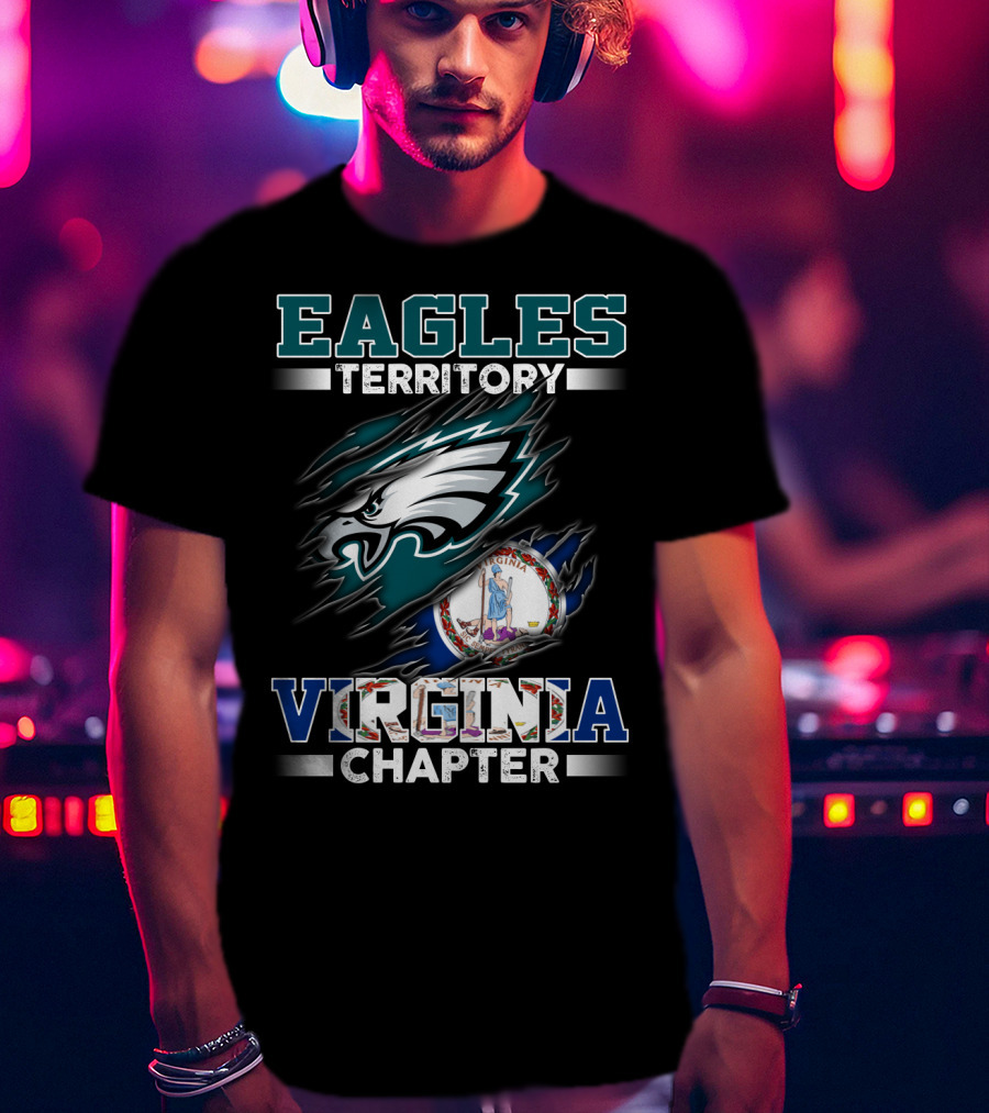 Eagles Territory Virginia Chapter Logo With Virginia Flag T-Shirt
