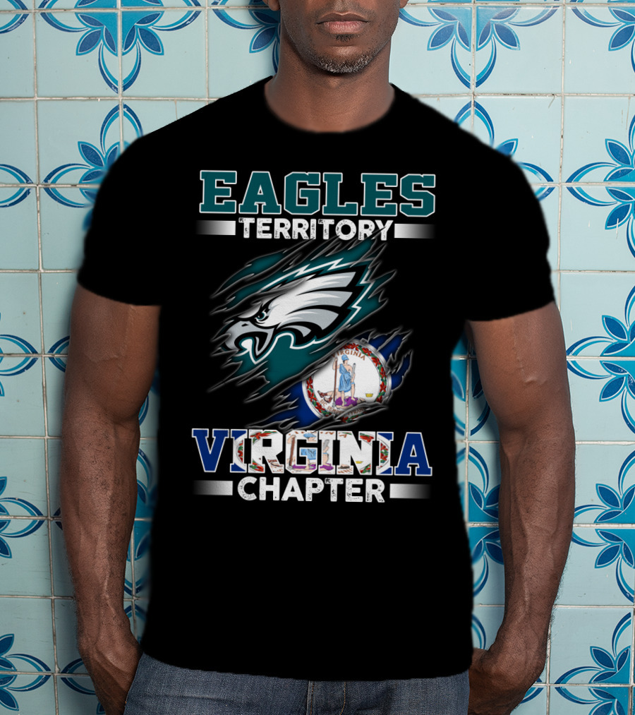 Eagles Territory Virginia Chapter Logo With Virginia Flag T-Shirt