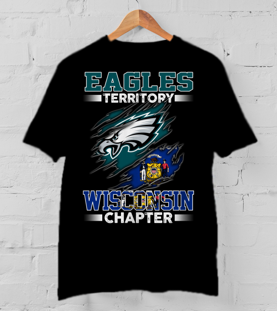 Eagles Territory Wisconsin Chapter Logo Flag Blend T-Shirt