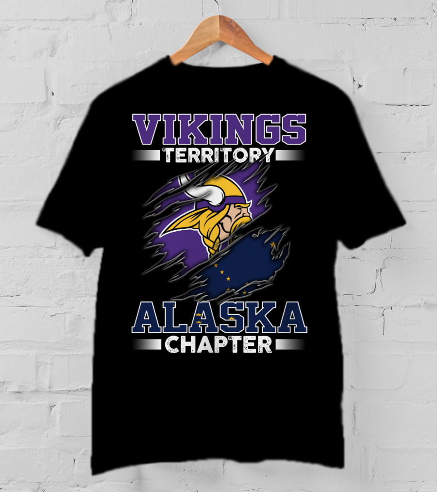Vikings Territory Alaska Chapter Viking Helmet And Alaska Flag T-Shirt