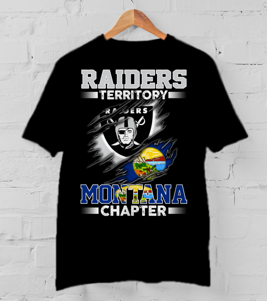 RAIDERS TERRITORY MONTANA CHAPTER Raiders Logo Montana State Flag T-Shirt