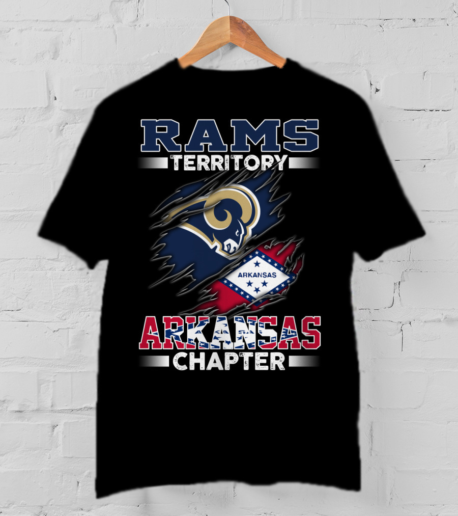 Rams Territory Arkansas Chapter With State Flag And Iconic Sports T-Shirt