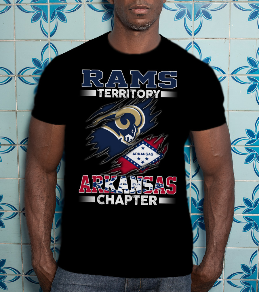 Rams Territory Arkansas Chapter With State Flag And Iconic Sports T-Shirt