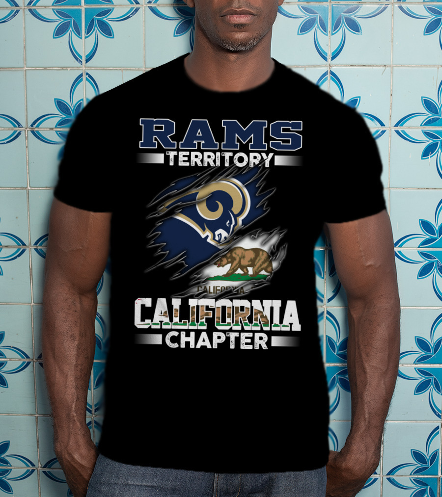 Rams Territory California Chapter Bear Flag Graphic Swirl T-Shirt
