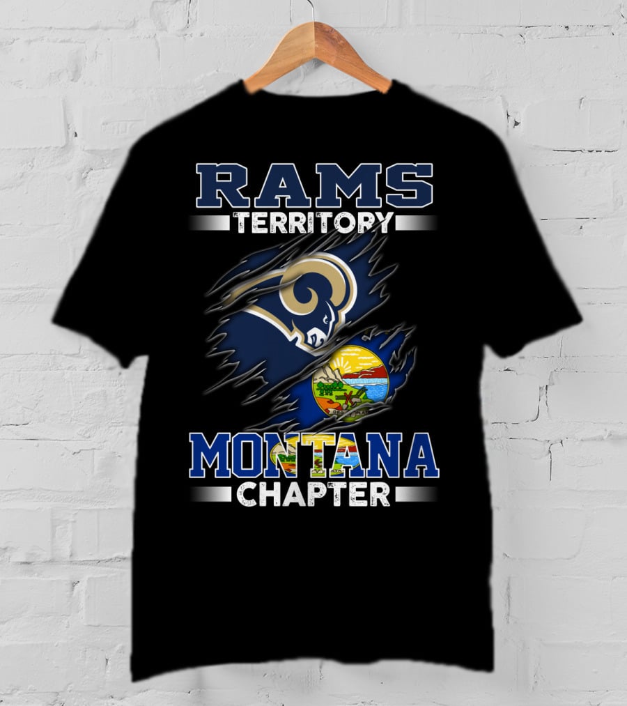 Rams Territory Montana Chapter Football Team Fan Club With Montana State Seal Elements T-Shirt