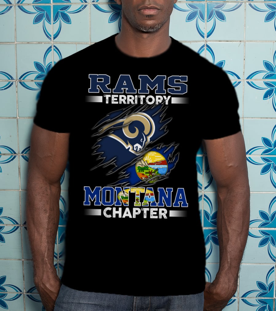 Rams Territory Montana Chapter Football Team Fan Club With Montana State Seal Elements T-Shirt