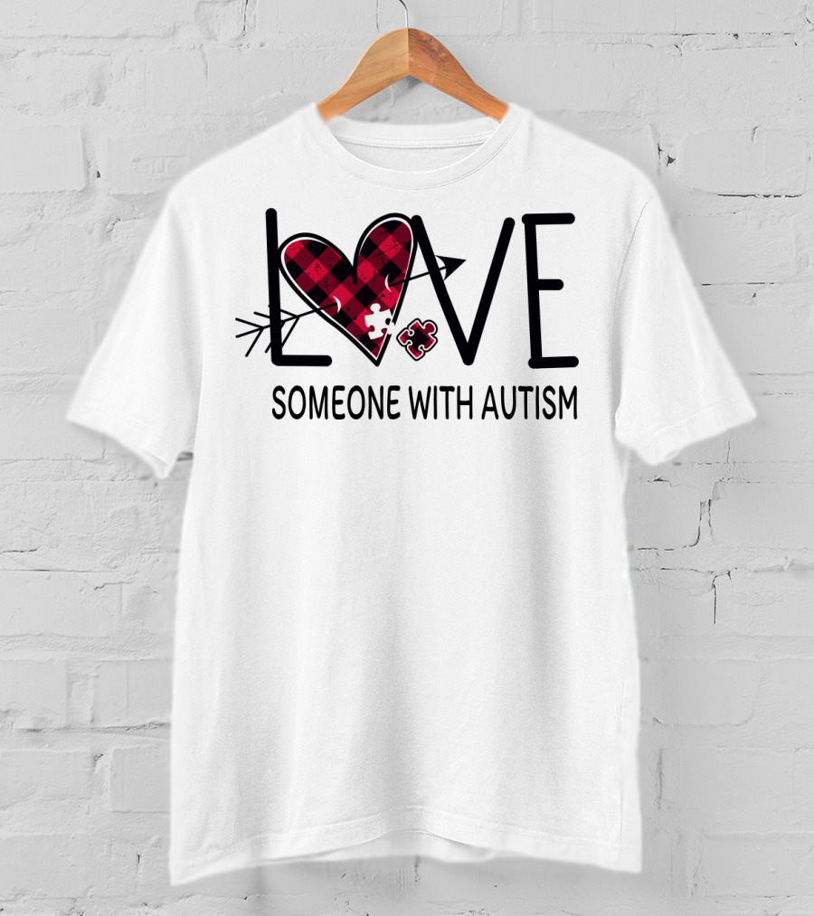 LOVE Someone With Autism Heart Puzzle T-Shirt