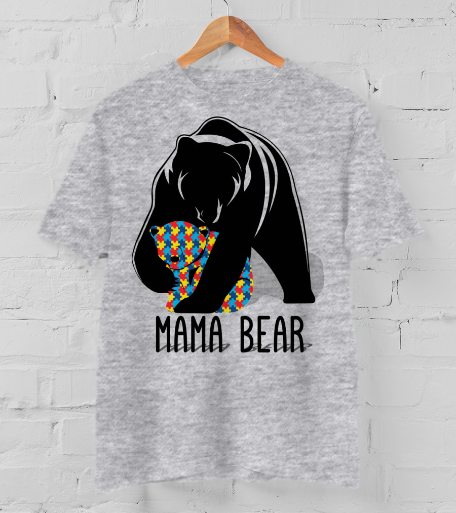 Mama Bear Autism Puzzle Bear Hug T-Shirt