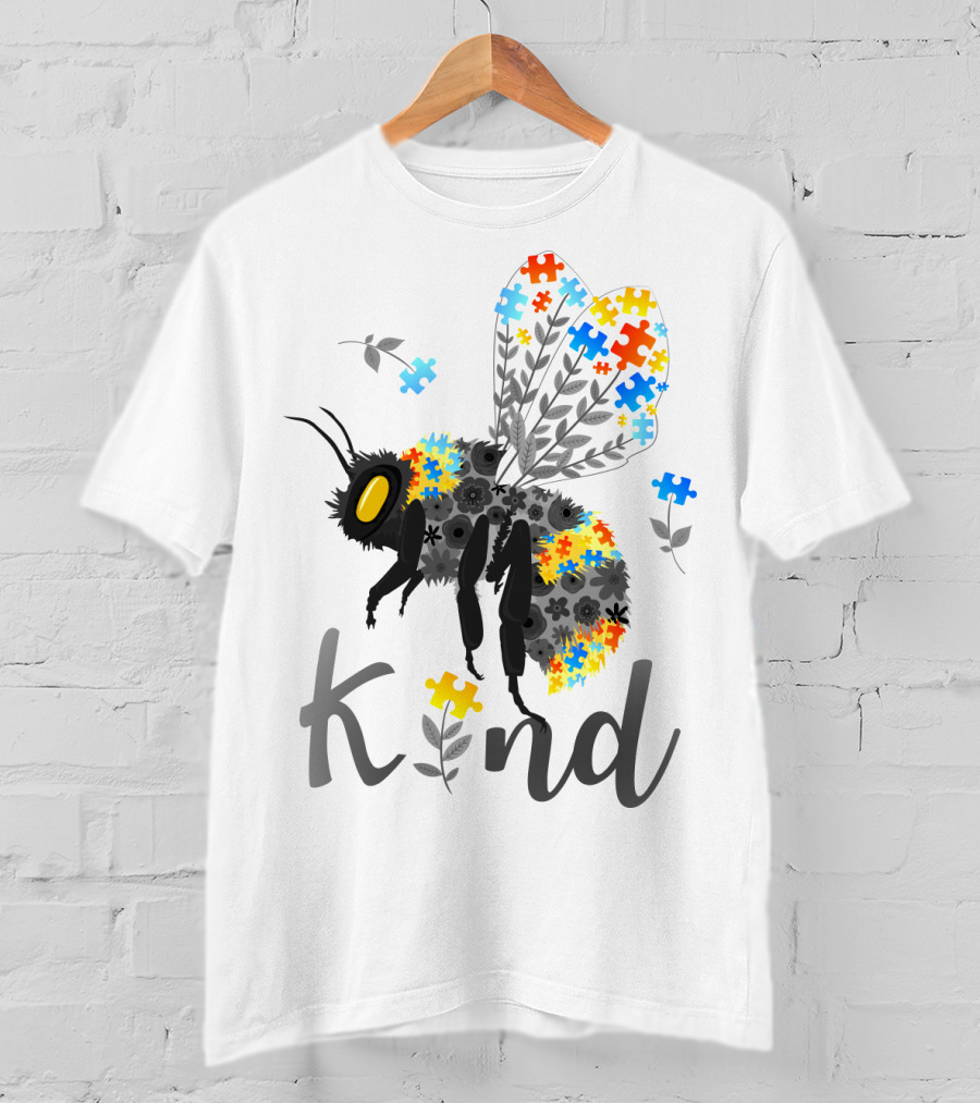 Kind Bee Puzzle Autism Awareness T-Shirt