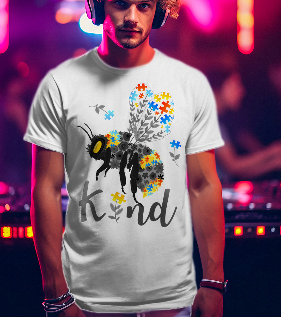 Kind Bee Puzzle Autism Awareness T-Shirt