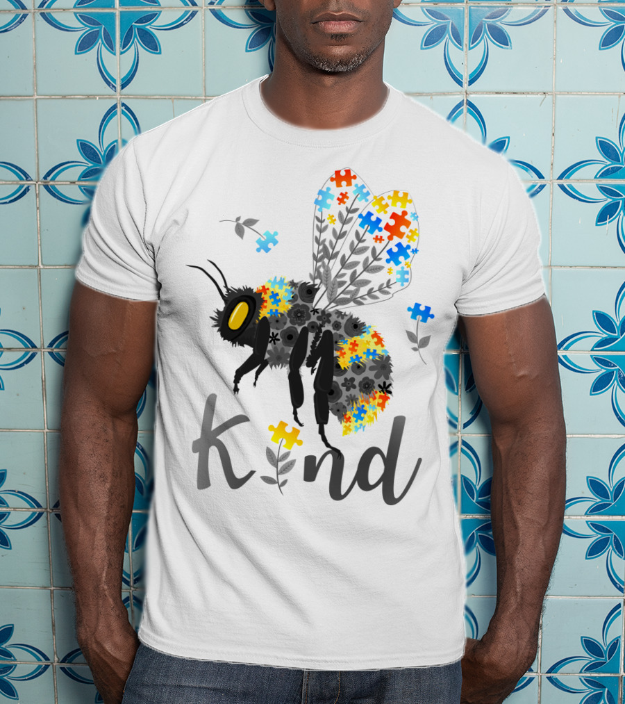 Kind Bee Puzzle Autism Awareness T-Shirt