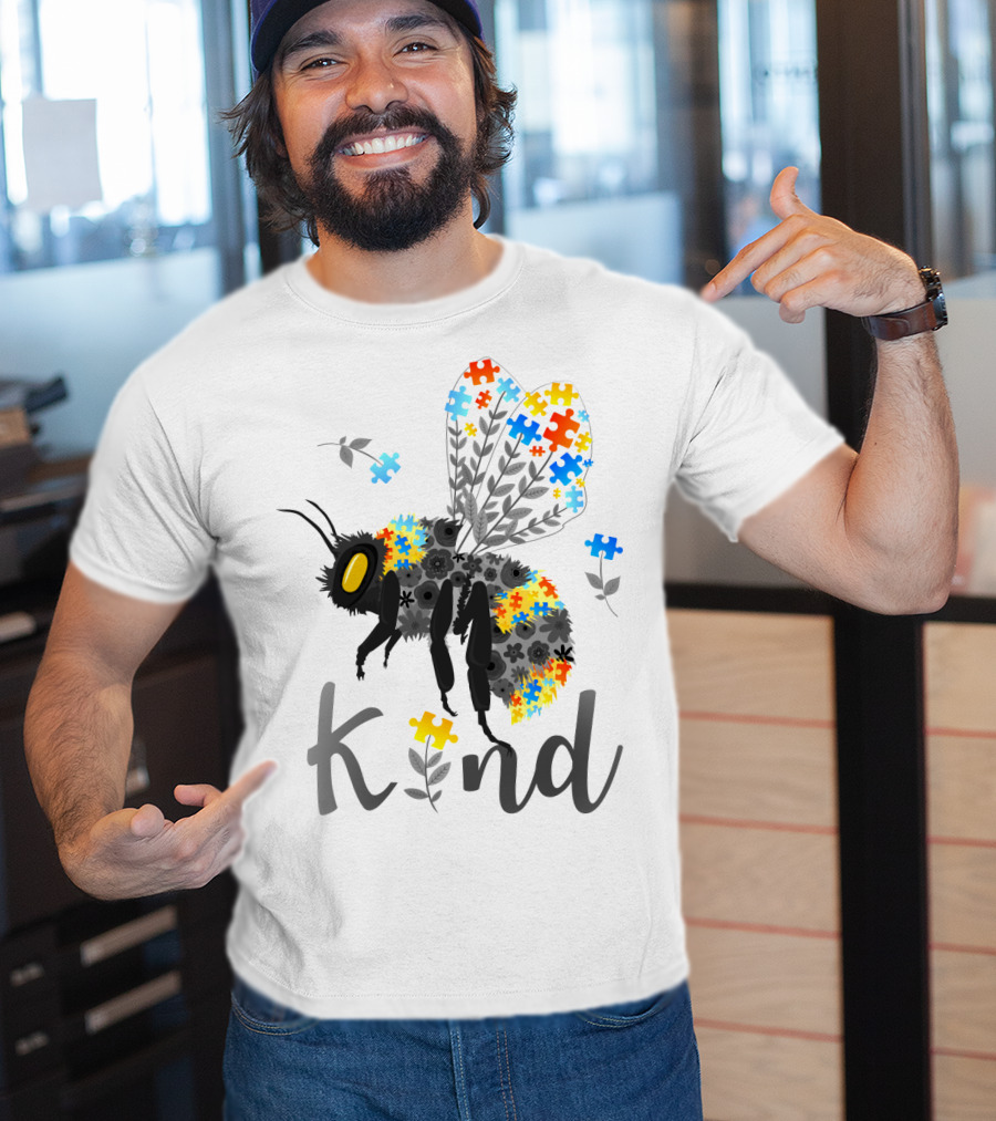 Kind Bee Puzzle Autism Awareness T-Shirt
