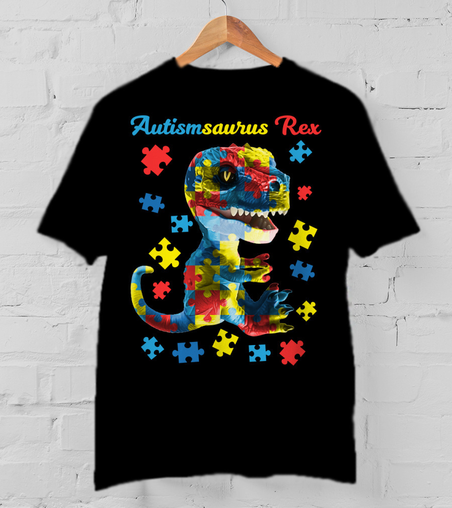 Autismsaurus Rex Dinosaur Puzzle Piece T-Shirt