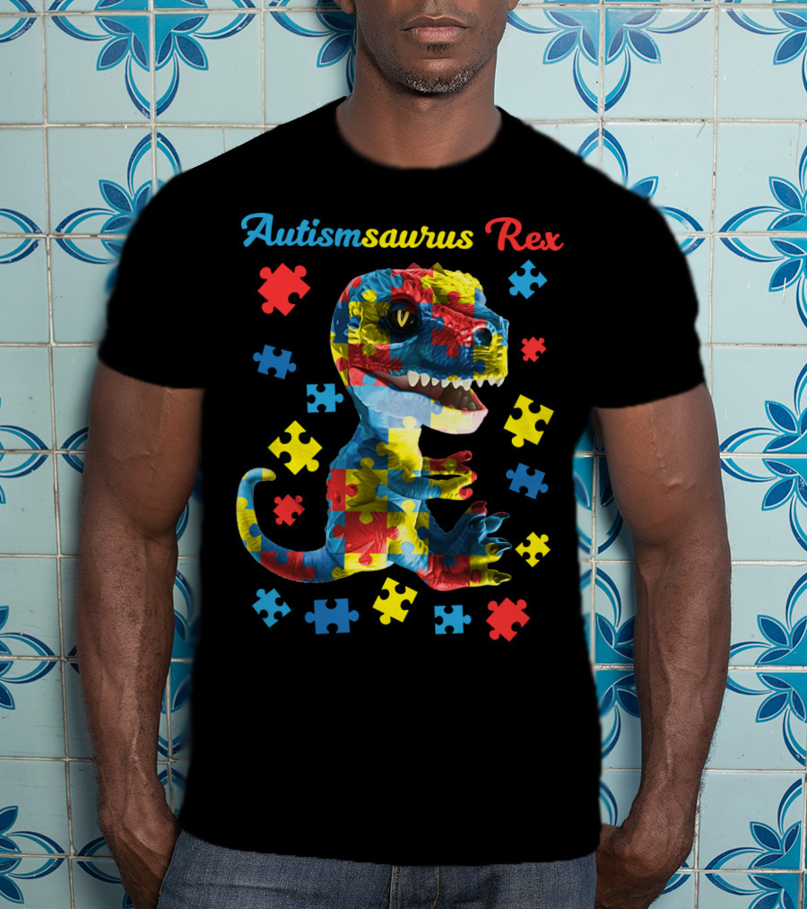 Autismsaurus Rex Dinosaur Puzzle Piece T-Shirt
