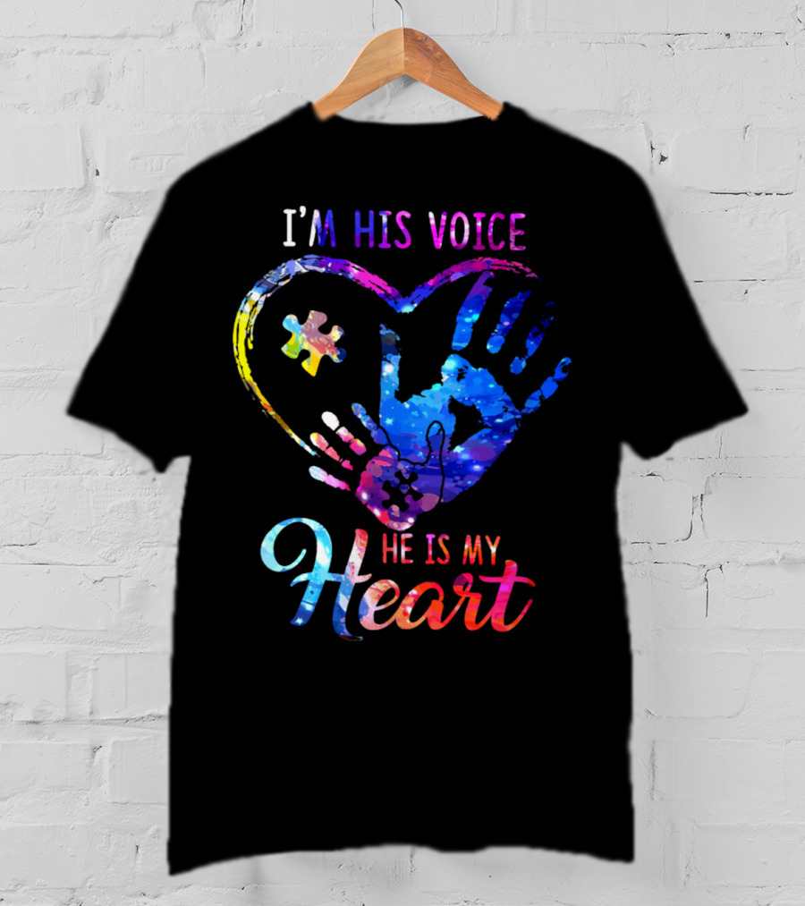I'm His Voice He Is My Heart Puzzle Heart Hands T-Shirt