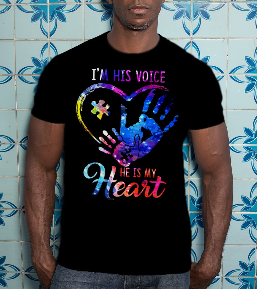 I'm His Voice He Is My Heart Puzzle Heart Hands T-Shirt