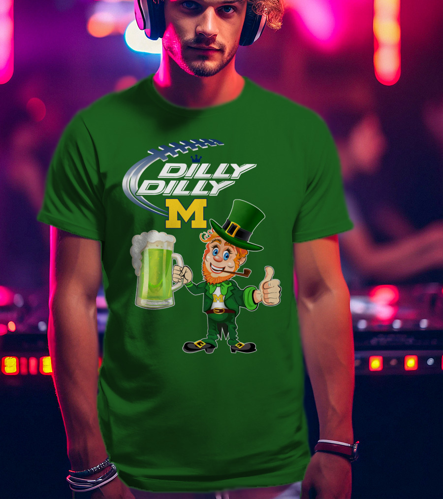 Dilly Dilly M Patrick Football Leprechaun With Green Beer T-Shirt