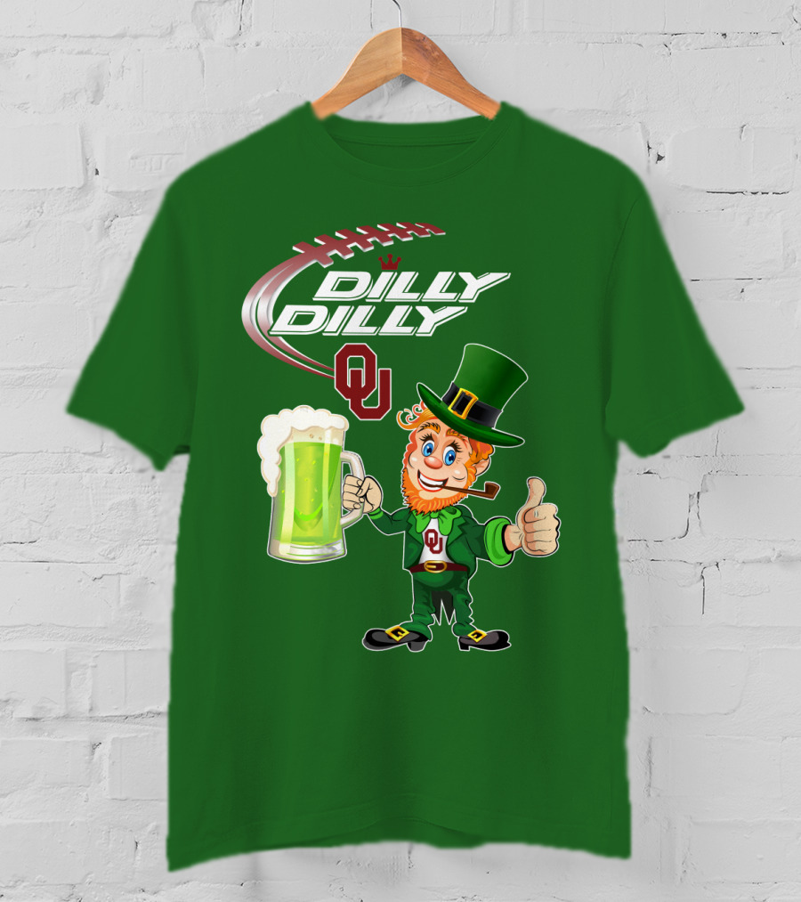 Dilly Dilly OU Football Green Beer Leprechaun T-Shirt