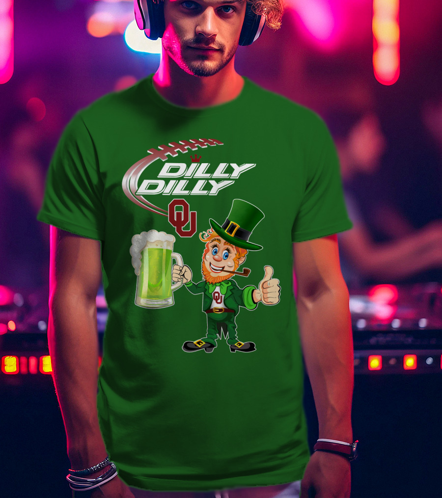 Dilly Dilly OU Football Green Beer Leprechaun T-Shirt