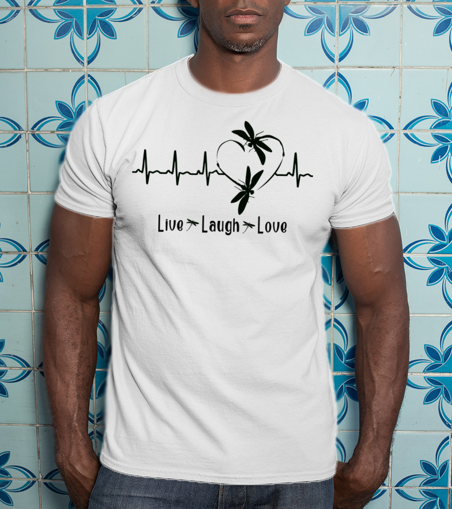 Live Laugh Love Dragonfly Heartbeat T-Shirt