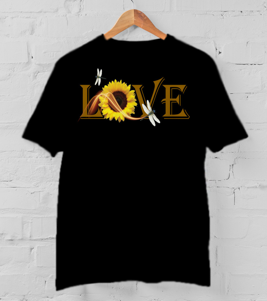 LOVE Sunflower Dragonfly T-Shirt