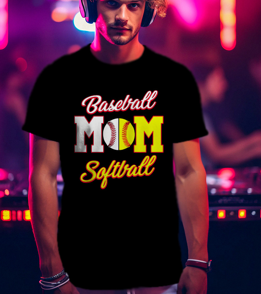 Baseball MOM Softball Split Ball T-Shirt
