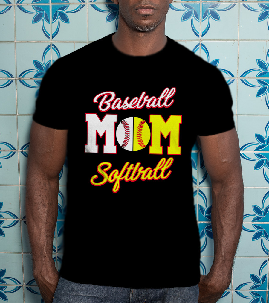 Baseball MOM Softball Split Ball T-Shirt