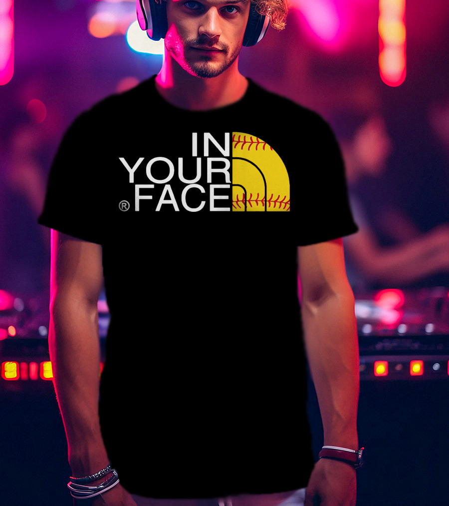 IN YOUR FACE Baseball Stitch T-Shirt