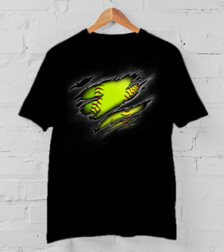 Softball Inside Me Ripped Ball T-Shirt