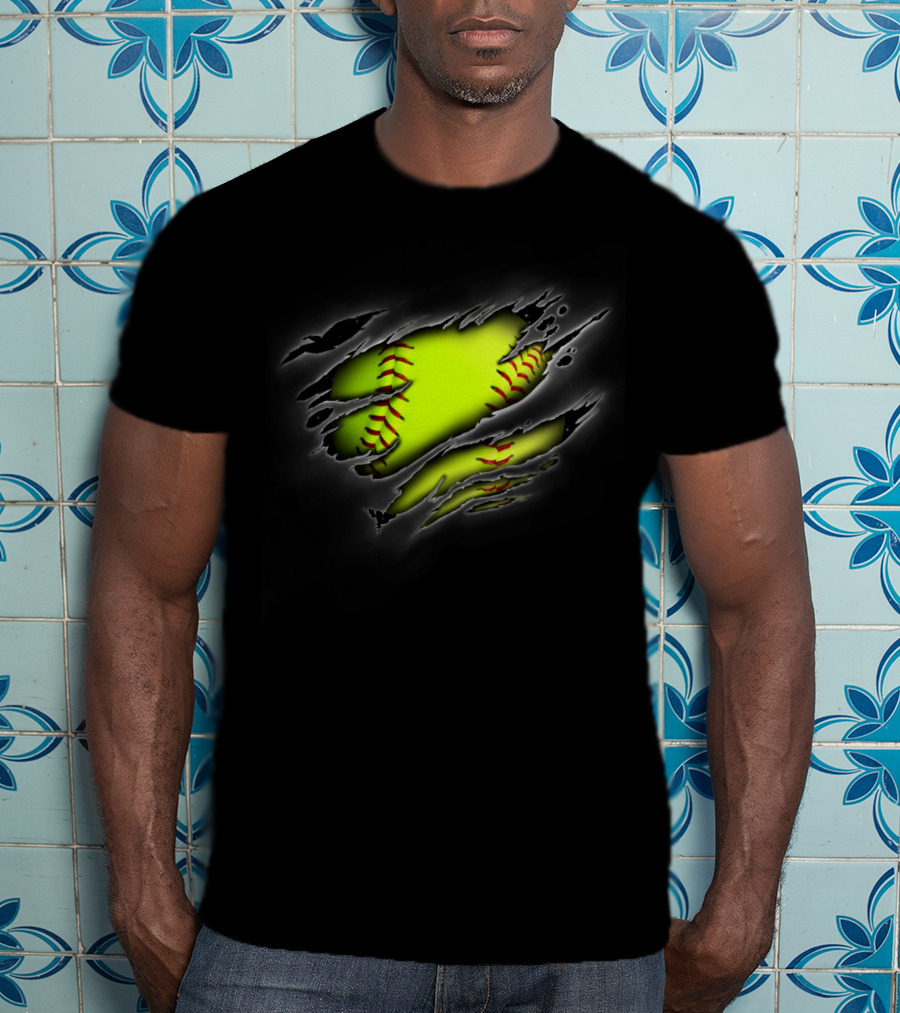 Softball Inside Me Ripped Ball T-Shirt