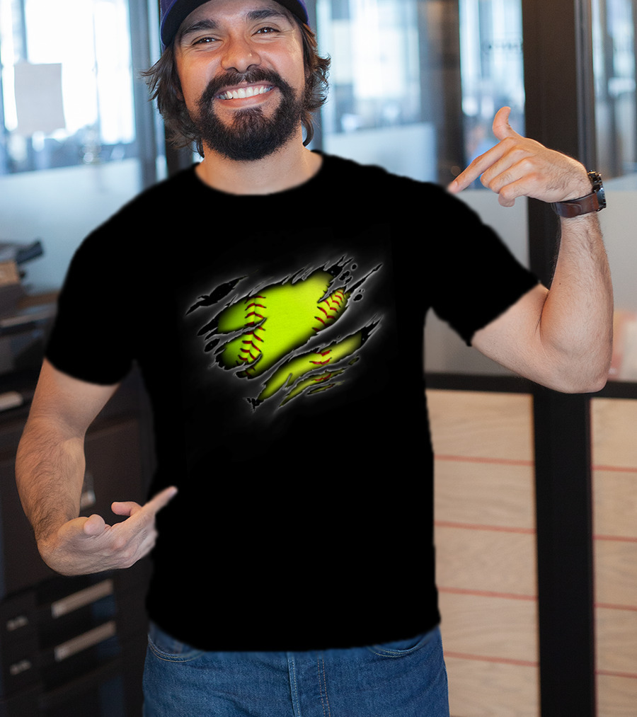 Softball Inside Me Ripped Ball T-Shirt