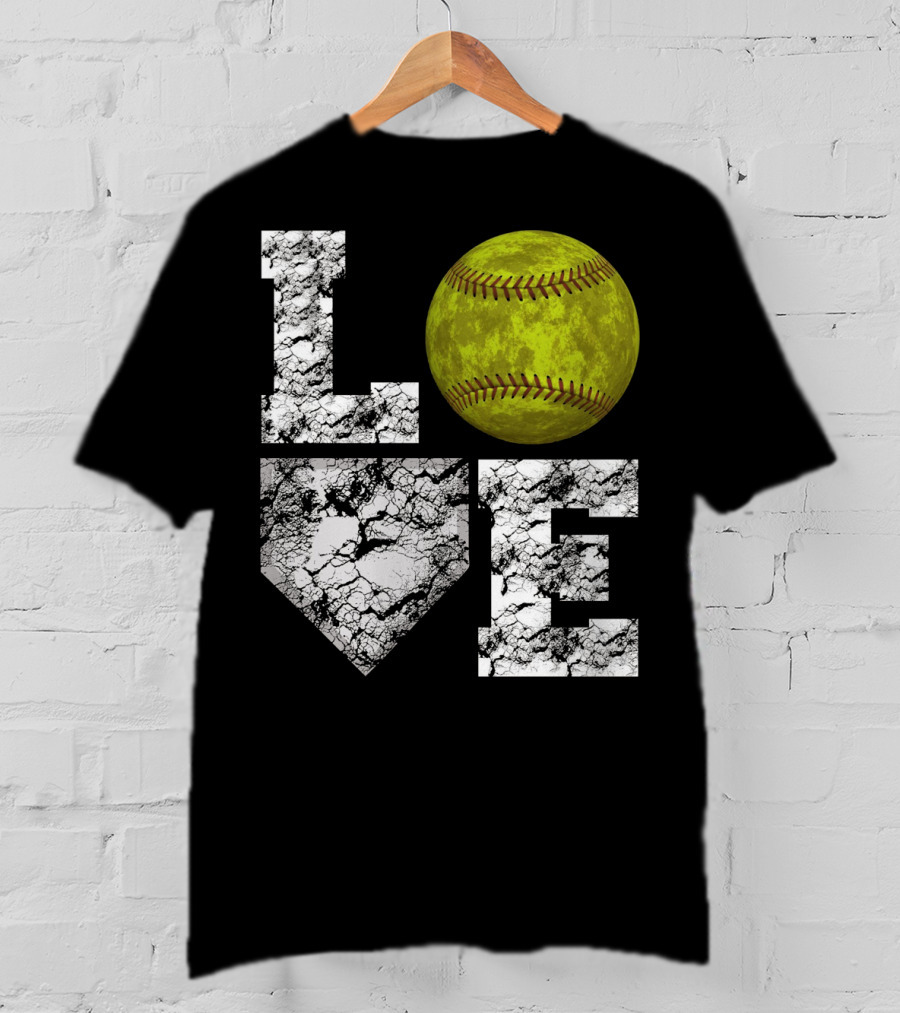 LOVE Softball Home Plate Grunge T-Shirt