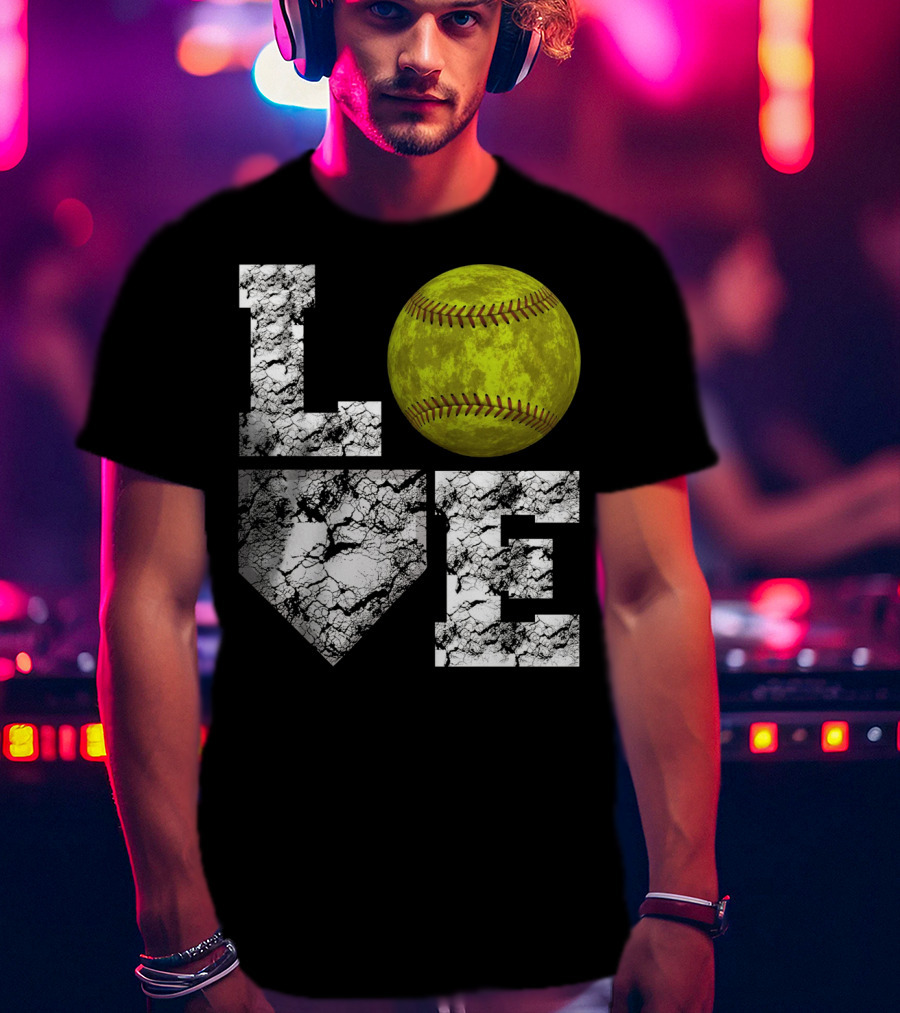 LOVE Softball Home Plate Grunge T-Shirt