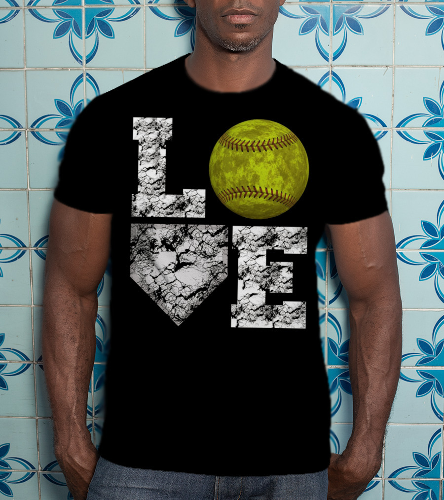 LOVE Softball Home Plate Grunge T-Shirt