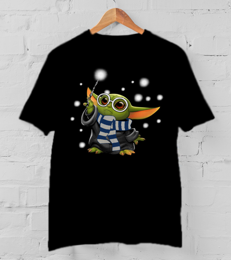 Ravenclaw Baby Yoda Wizard Scarf Wand Magic T-Shirt