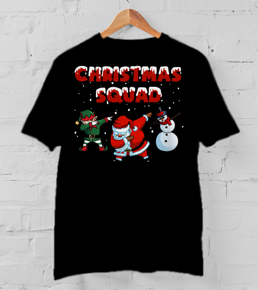 Christmas Squad Santa Elf Snowman Dabbing T-Shirt