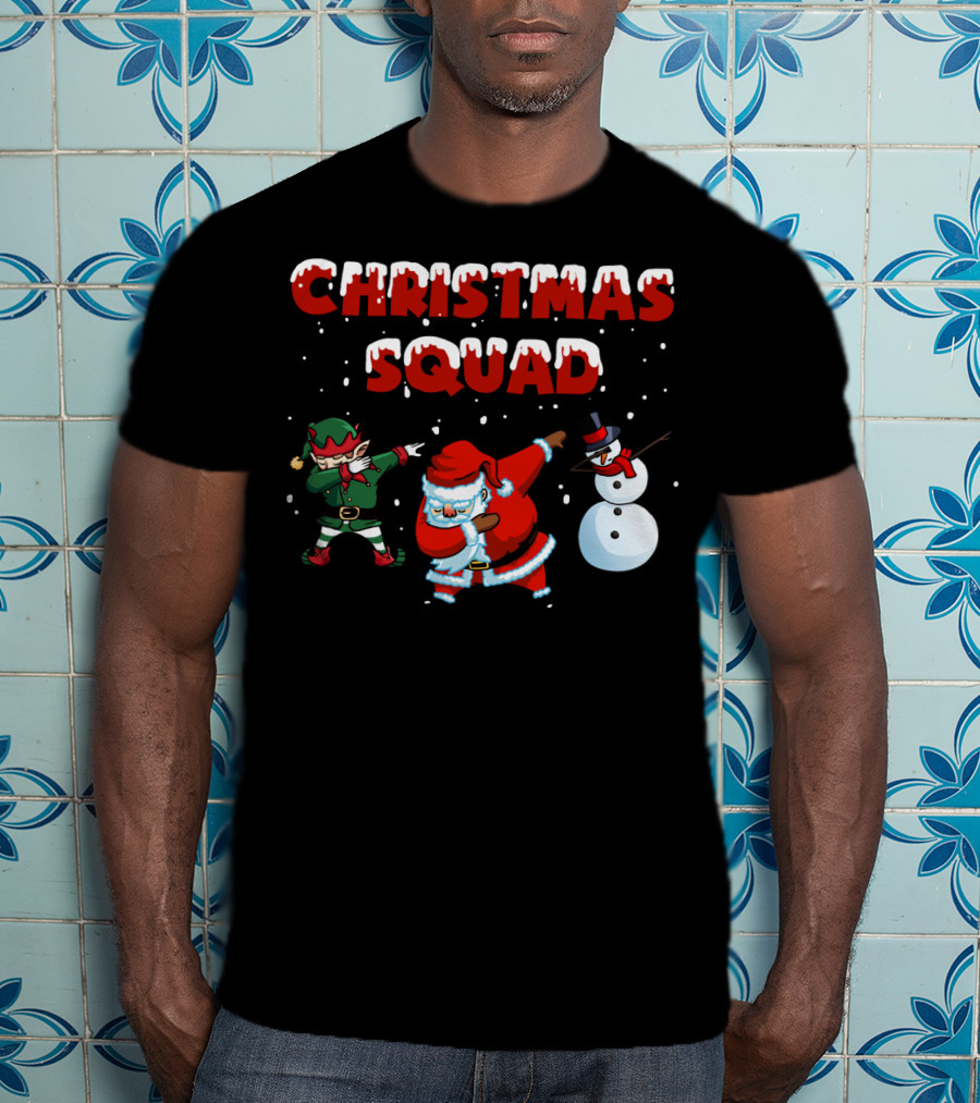 Christmas Squad Santa Elf Snowman Dabbing T-Shirt