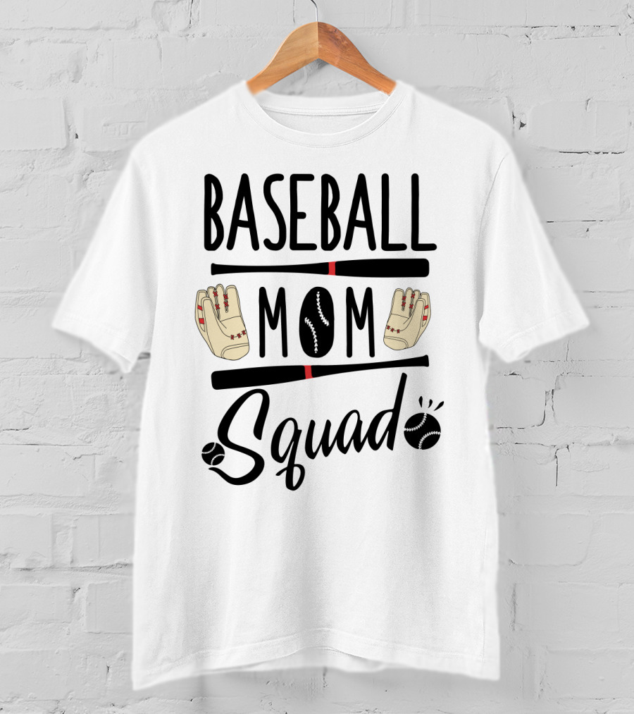 Baseball Mom Squad With Gloves And Bats T-Shirt