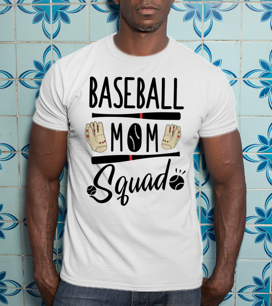 Baseball Mom Squad With Gloves And Bats T-Shirt