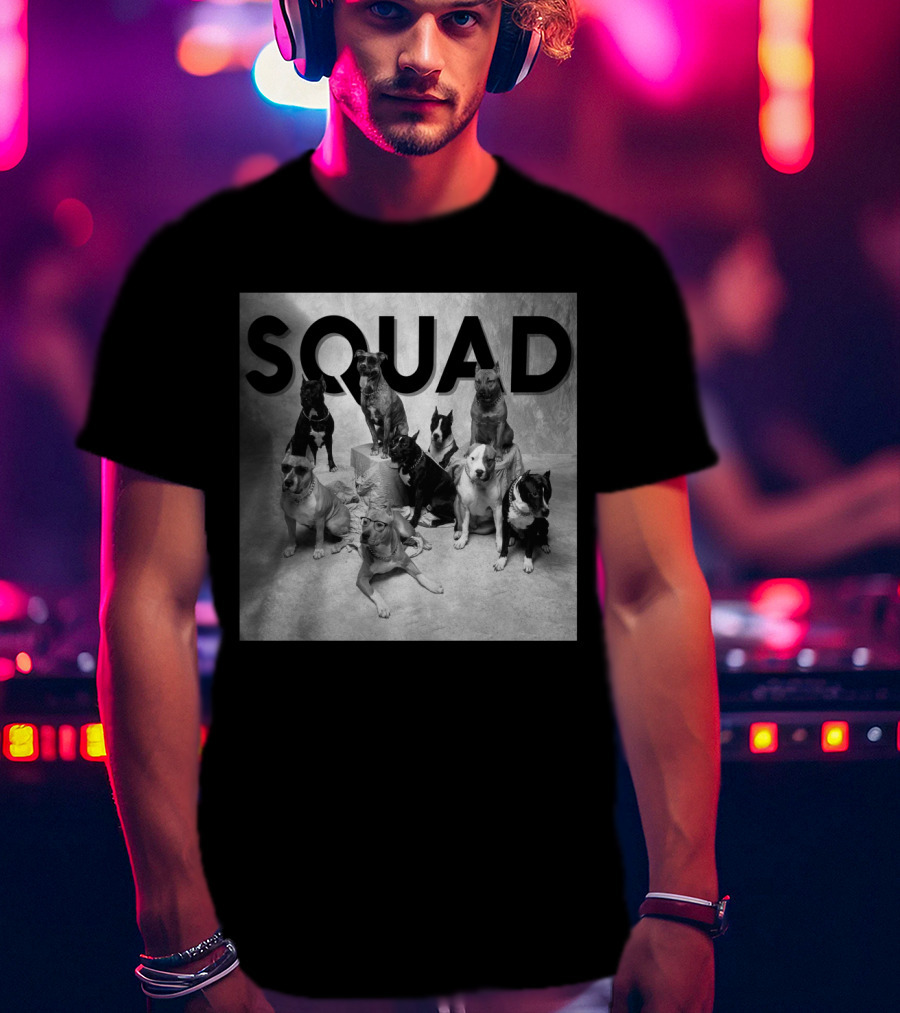 SQUAD Dog Group Black And White Photography T-Shirt