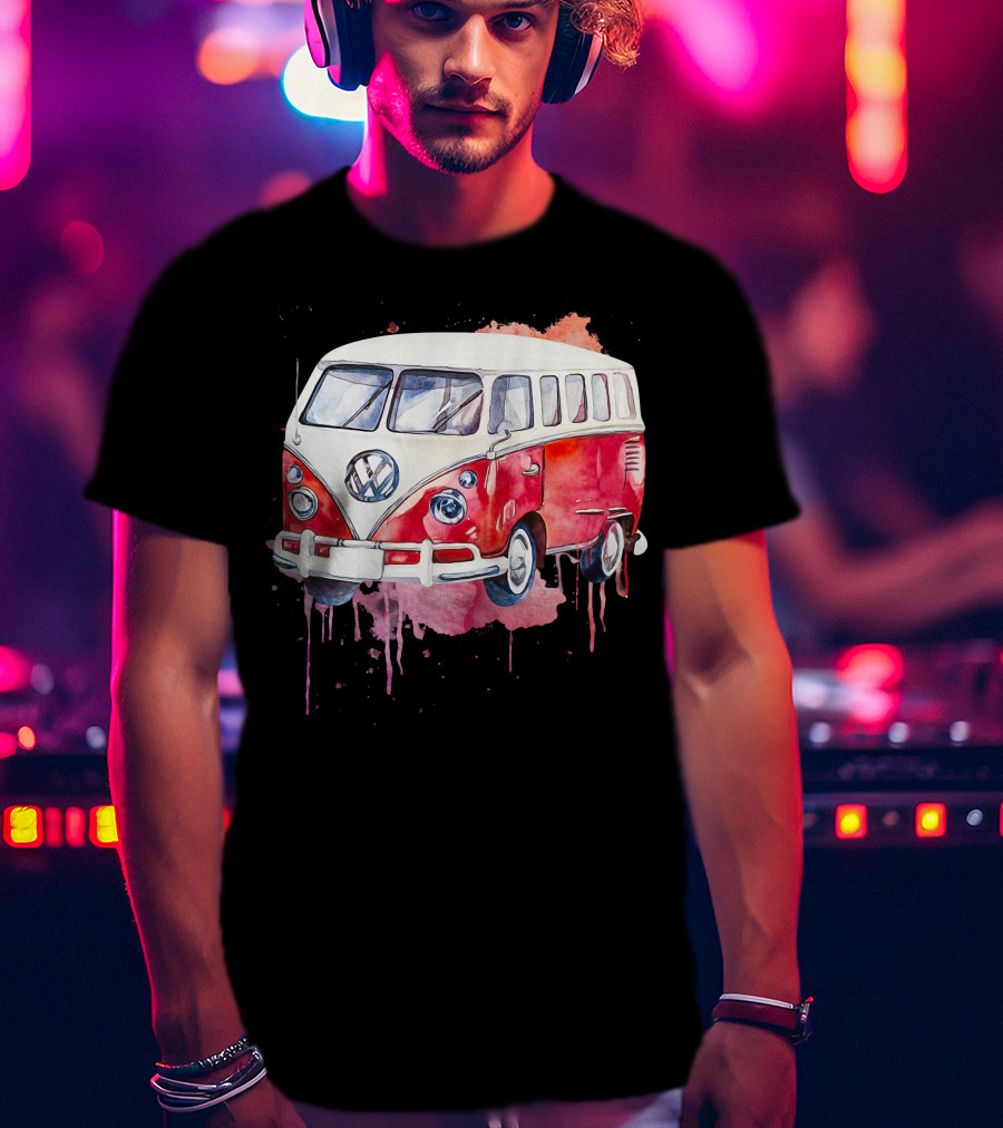 Volkswagen Camper Van Watercolor T-Shirt