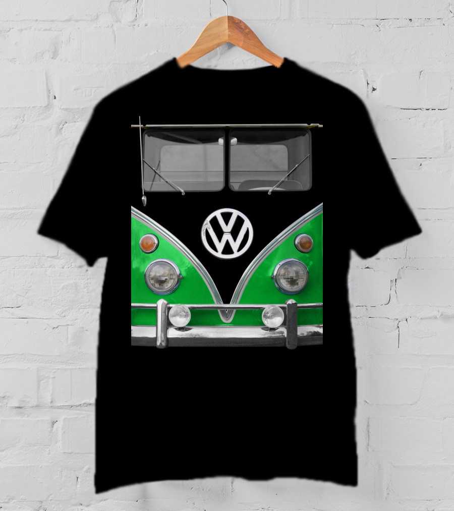 Volkswagen Bus Front Green Black T-Shirt