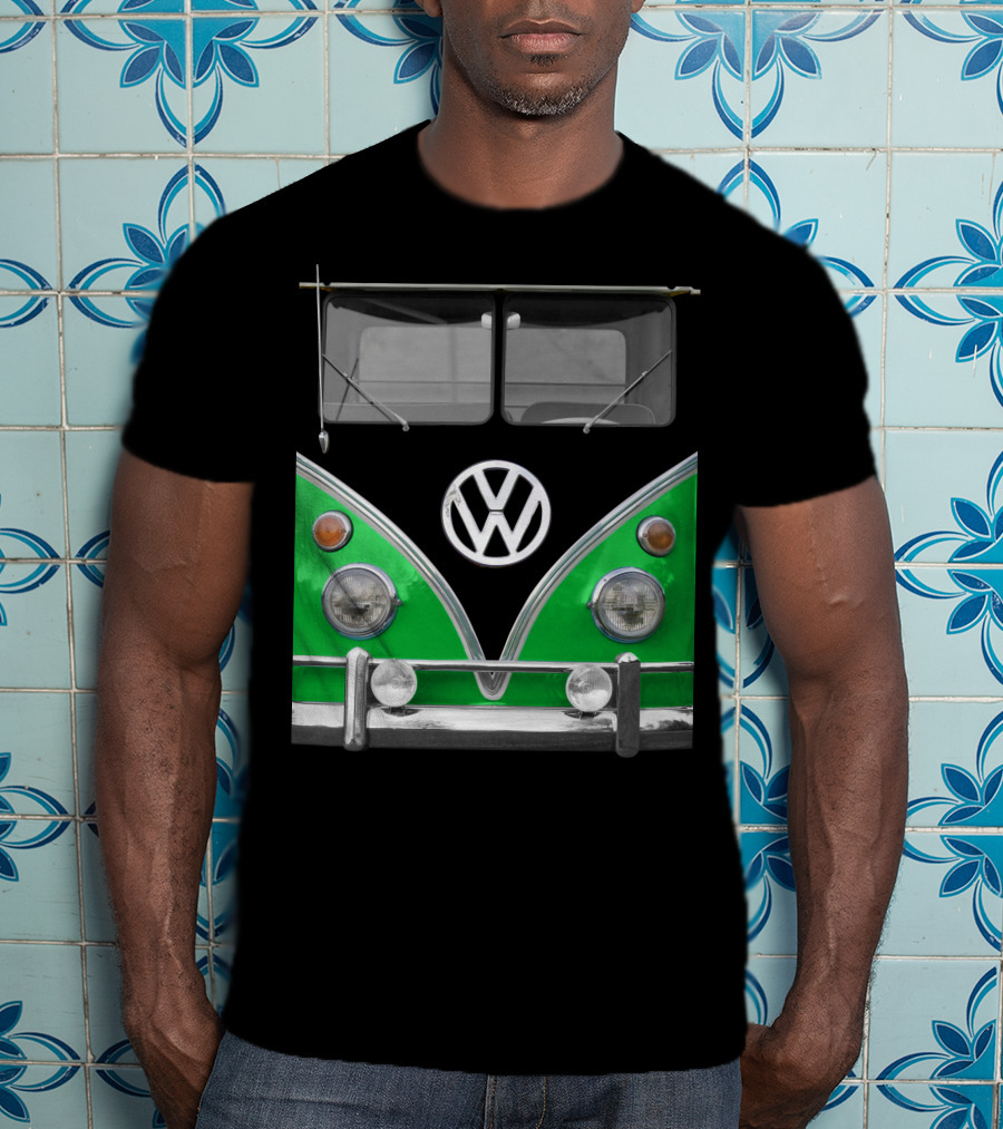 Volkswagen Bus Front Green Black T-Shirt