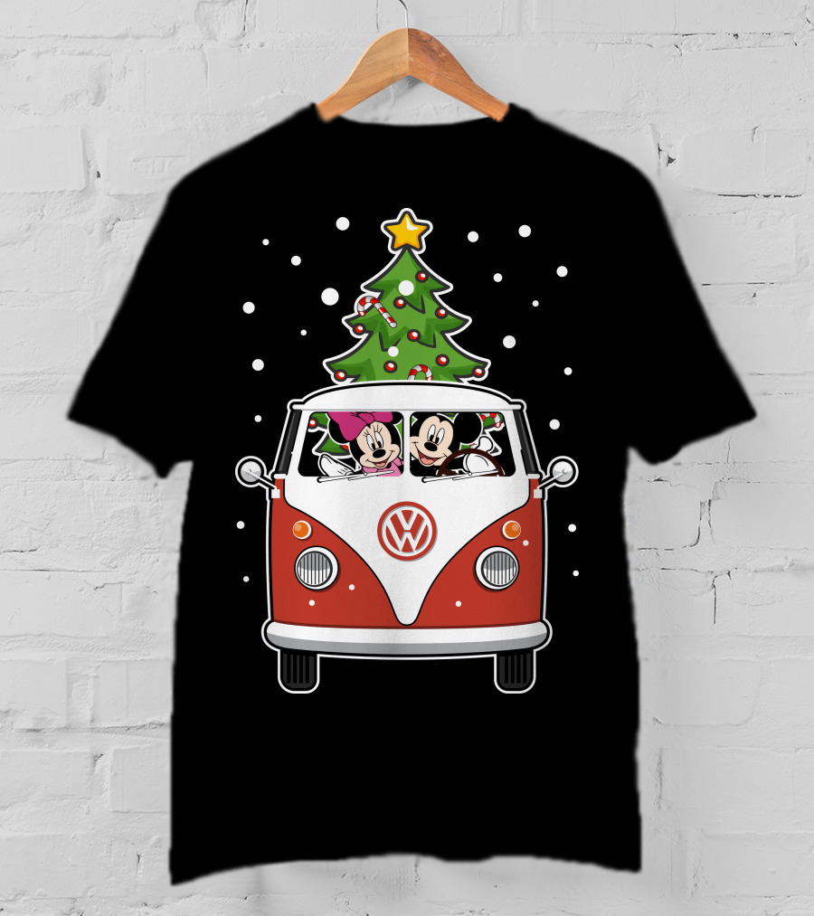 Volkswagen Christmas Van With Mickey And Minnie T-Shirt