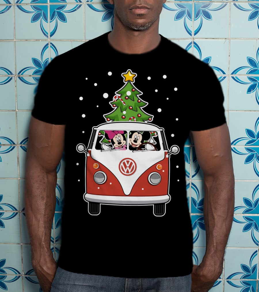 Volkswagen Christmas Van With Mickey And Minnie T-Shirt