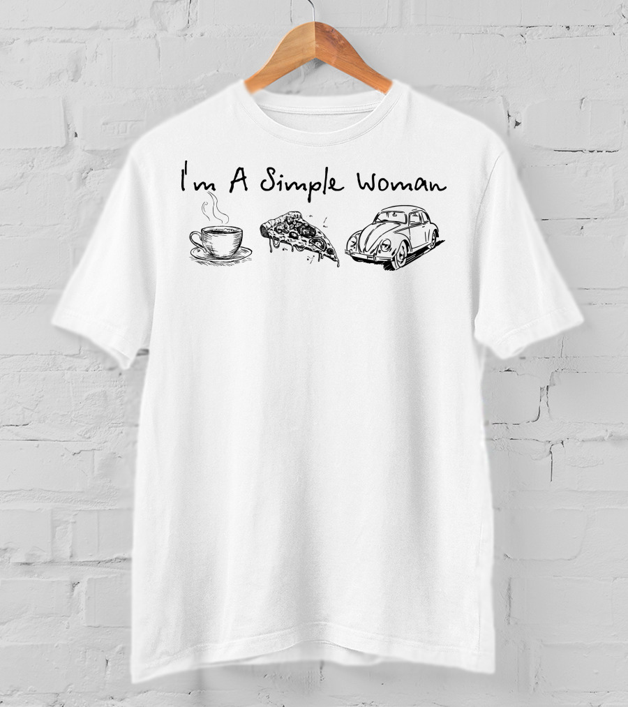 I'm A Simple Woman Coffee Pizza Beetle T-Shirt